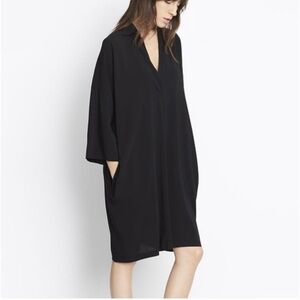 Vince Black Pullover with Collar Tunic Dress Oversized Size M